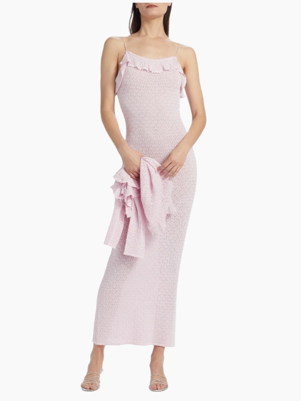 NWT💋 LoveShackFancy
Alivia Ruffled Pointelle-knit Maxi Dress Spaghetti Strap